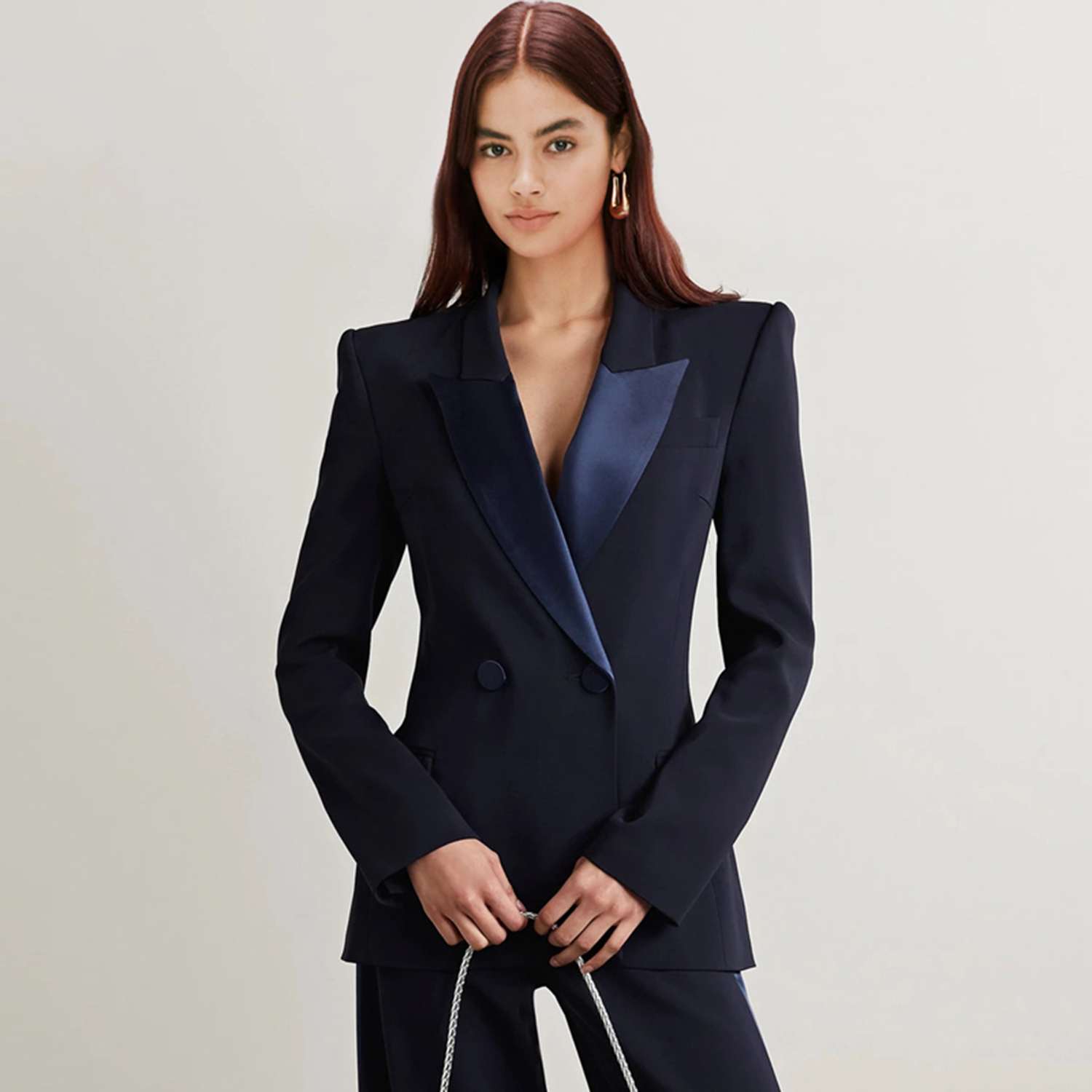 Women'S Fashion Blazer - 올링엔틀 딥 블루 라펠 여성용 투피스