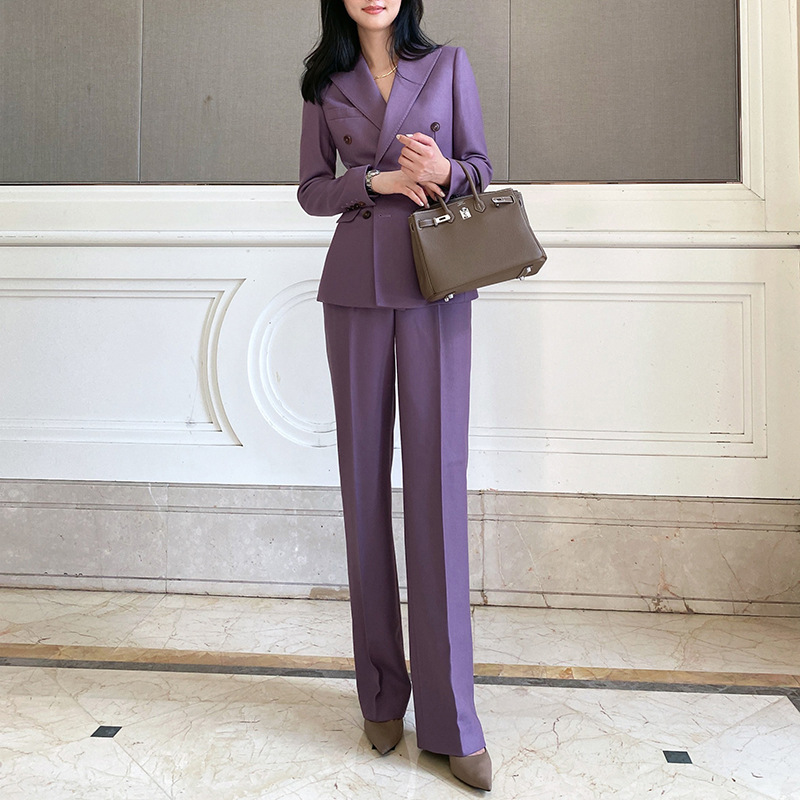 Women'S Fashion Blazer - Allingentle Purple 여성용 정장 팬츠슈트 2피스