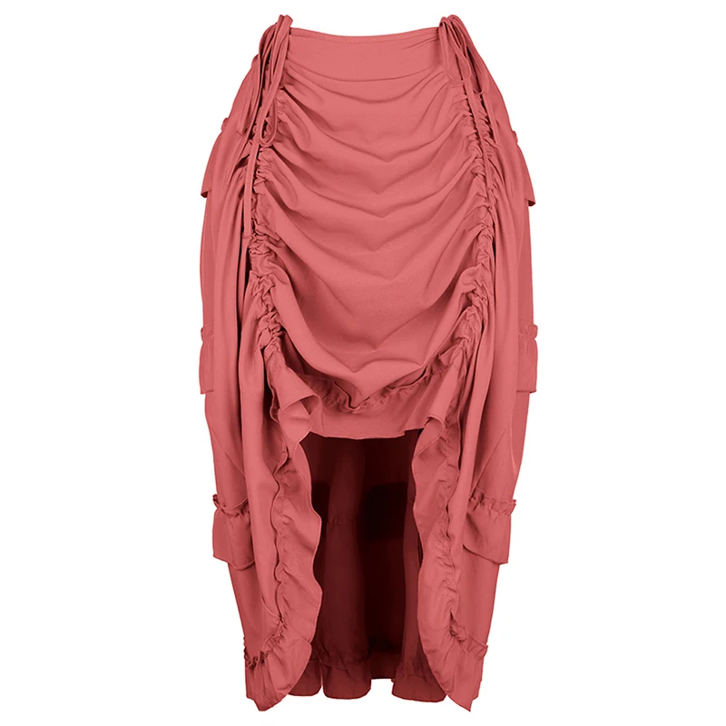 Pleated Skirt Women - 스팀펑크 고딕 코르셋과 불규칙한 셔링 주름