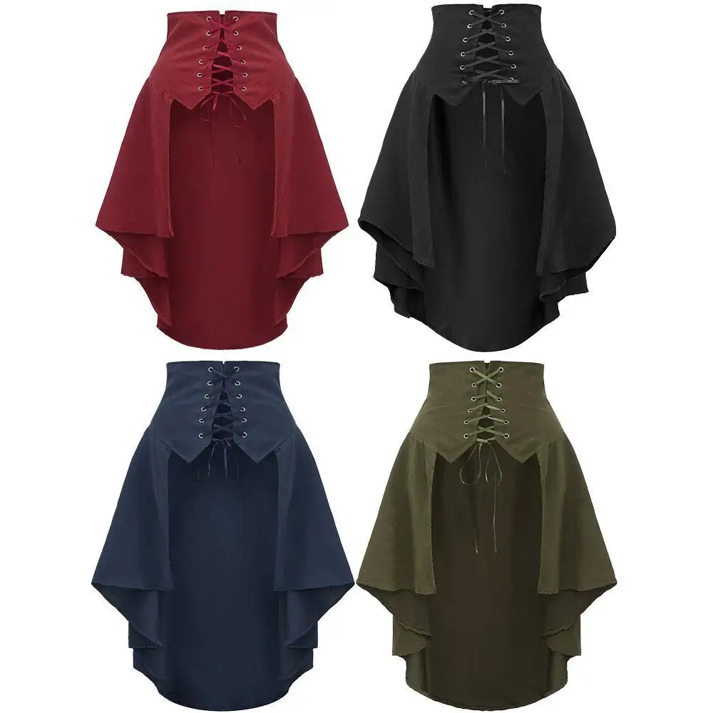 여성용 펑크 테일코트 르네상스 해적 의상 랩 플리츠 스 - Pleated Skirt Women 리뷰 및 가격