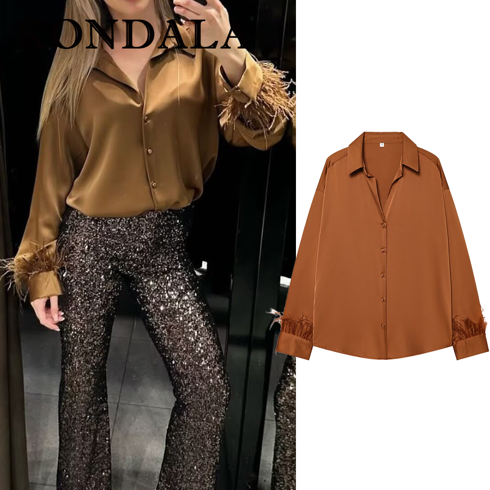 콘달라 빈티지 솔리드 오렌지 태슬 여성 우아한 셔츠 패 - Women'S Fashion Trends Fall 2025 리뷰 및 가격