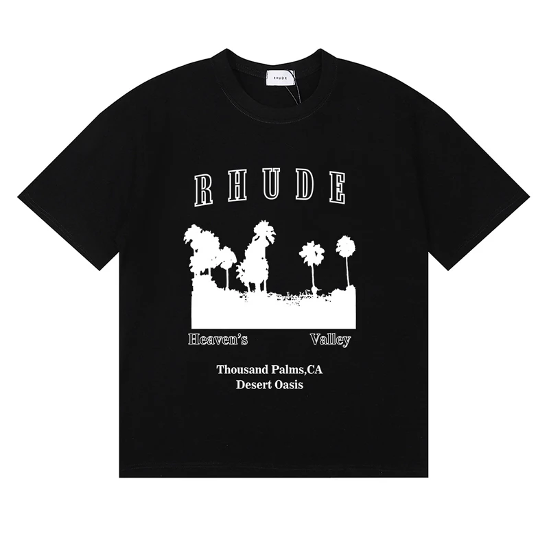 유행 브랜드 Rhude 티셔츠 여름 캐주얼 로고 프린트 - Women Fashion Brand Logo 리뷰 및 가격