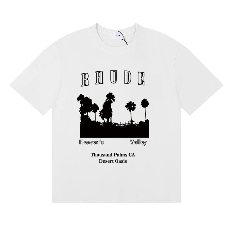 유행 브랜드 Rhude 티셔츠 여름 캐주얼 로고 프린트 - Women Fashion Brand Logo 리뷰 및 가격