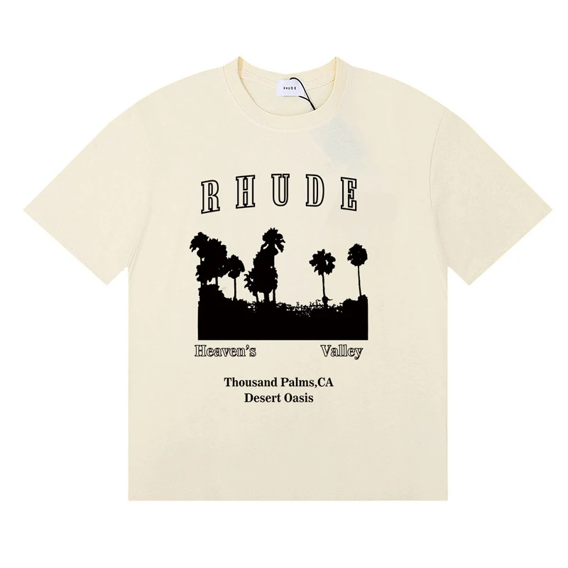 유행 브랜드 Rhude 티셔츠 여름 캐주얼 로고 프린트 - Women Fashion Brand Logo 리뷰 및 가격