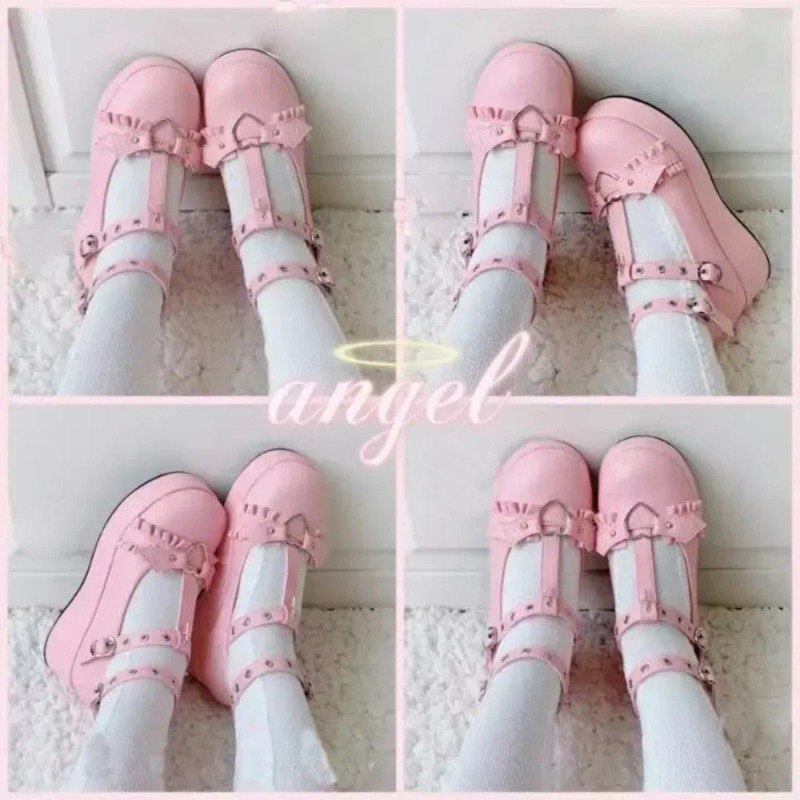 새로운 스위트 하트 버클 웨지 메리 제인 여성 핑크 티 - Women'S Fashion Footwear 리뷰 및 가격