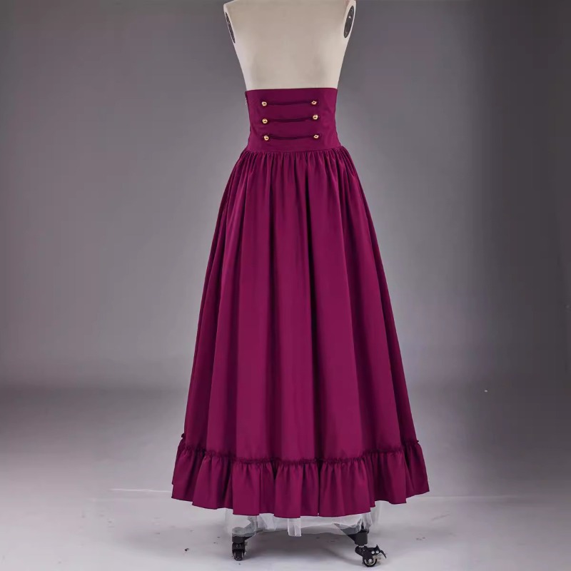 빈티지 르네상스 플리츠 맥시 코르셋 버튼 스커트 여성  - Pleated Skirt Women 리뷰 및 가격