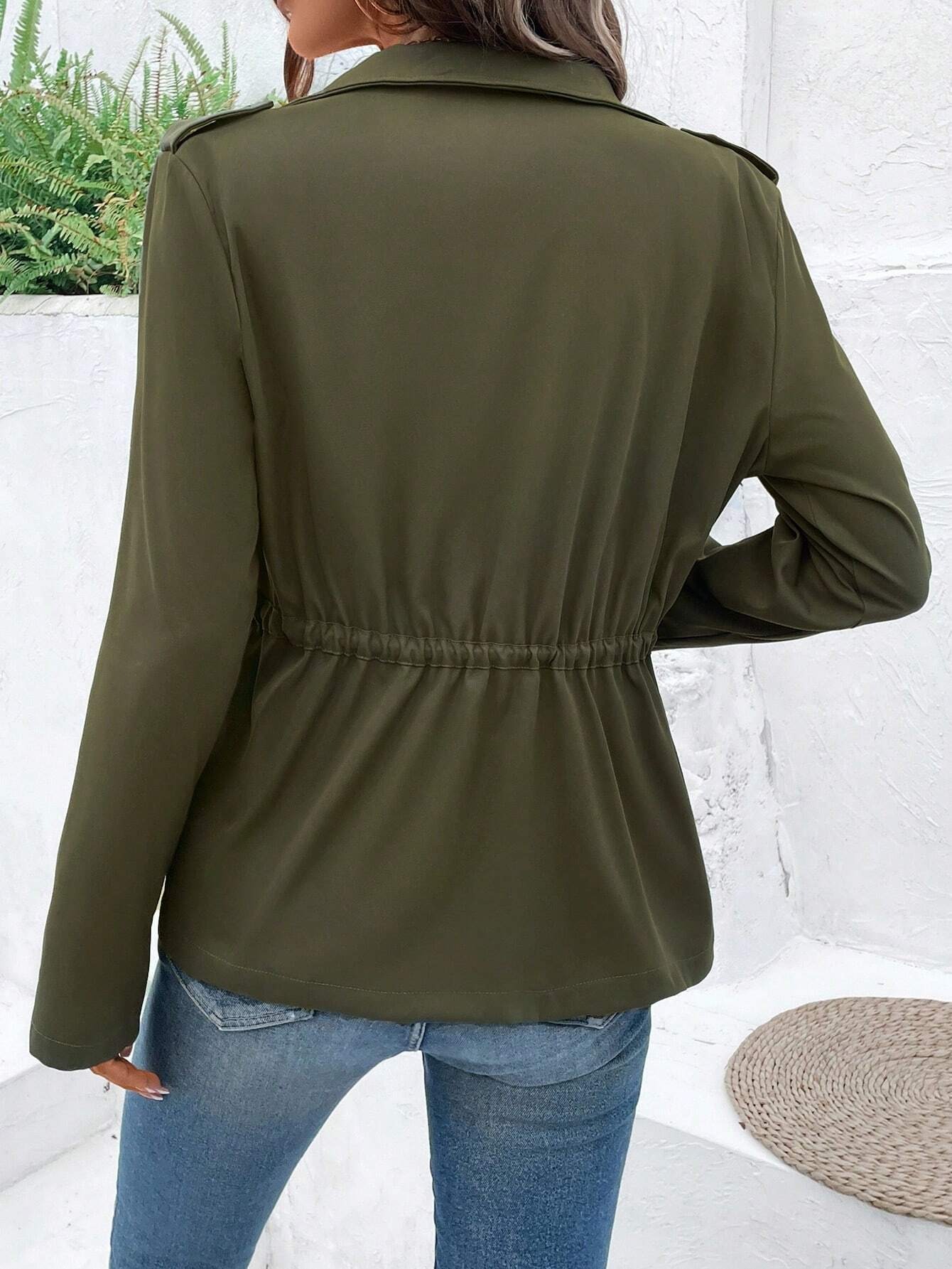 여성용 드로스트링 허리 유틸리티 재킷 스탠드 라펠 칼라 - Women'S Fashion Utility Jacket 리뷰 및 가격