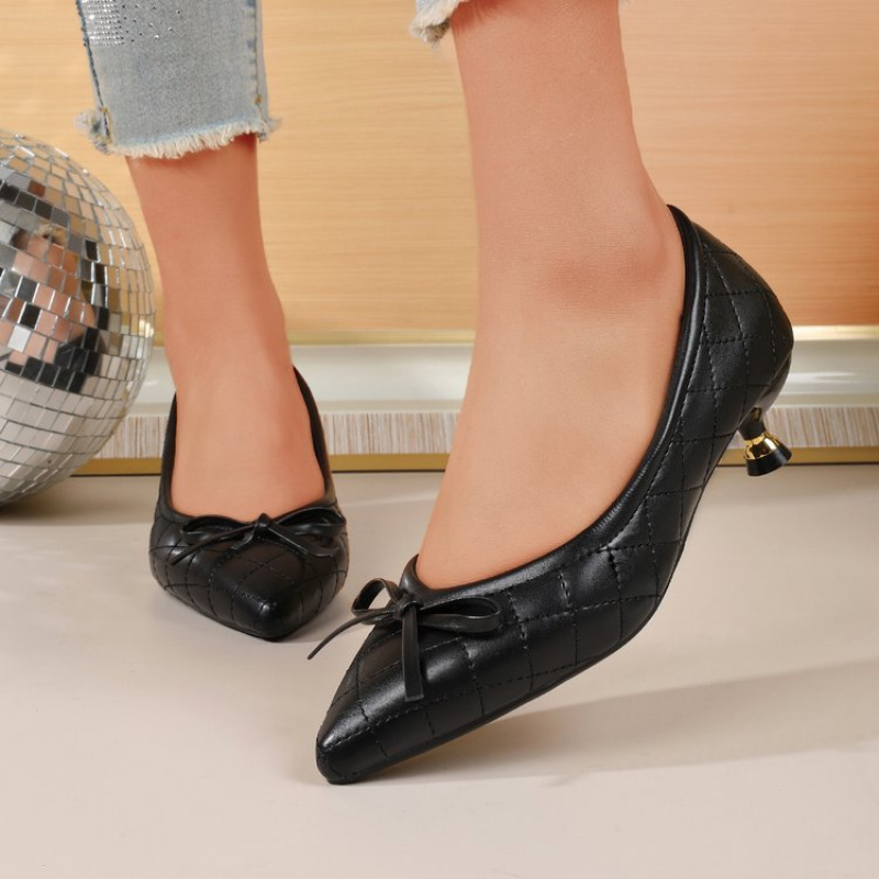 빈티지 여성 뾰족코 리본 키튼힐 펌프스, 퀼팅 스틸레토 - Women'S Fashion Footwear 리뷰 및 가격