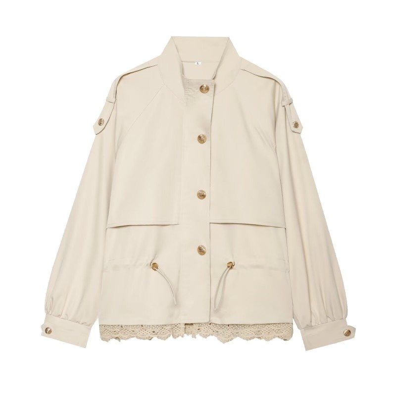 여성용 레이스 트림 유틸리티 재킷, 스탠드 칼라 크롭  - Women'S Fashion Utility Jacket 리뷰 및 가격