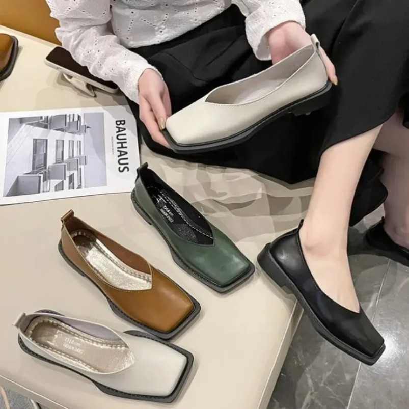 로마 여성 로우힐 펌프스 여성 신발 플랫 슈즈 스퀘어  - Women'S Fashion Footwear 리뷰 및 가격