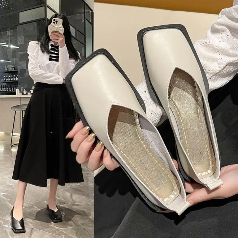 로마 여성 로우힐 펌프스 여성 신발 플랫 슈즈 스퀘어  - Women'S Fashion Footwear 리뷰 및 가격