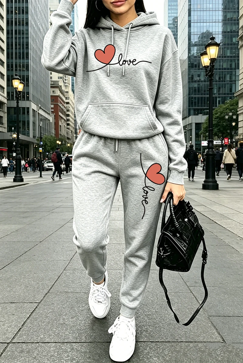 여성 트레이닝복 프린트 캐주얼 긴팔 후드티 스웨트셔츠  - Women'S Fashion Hoodie 리뷰 및 가격