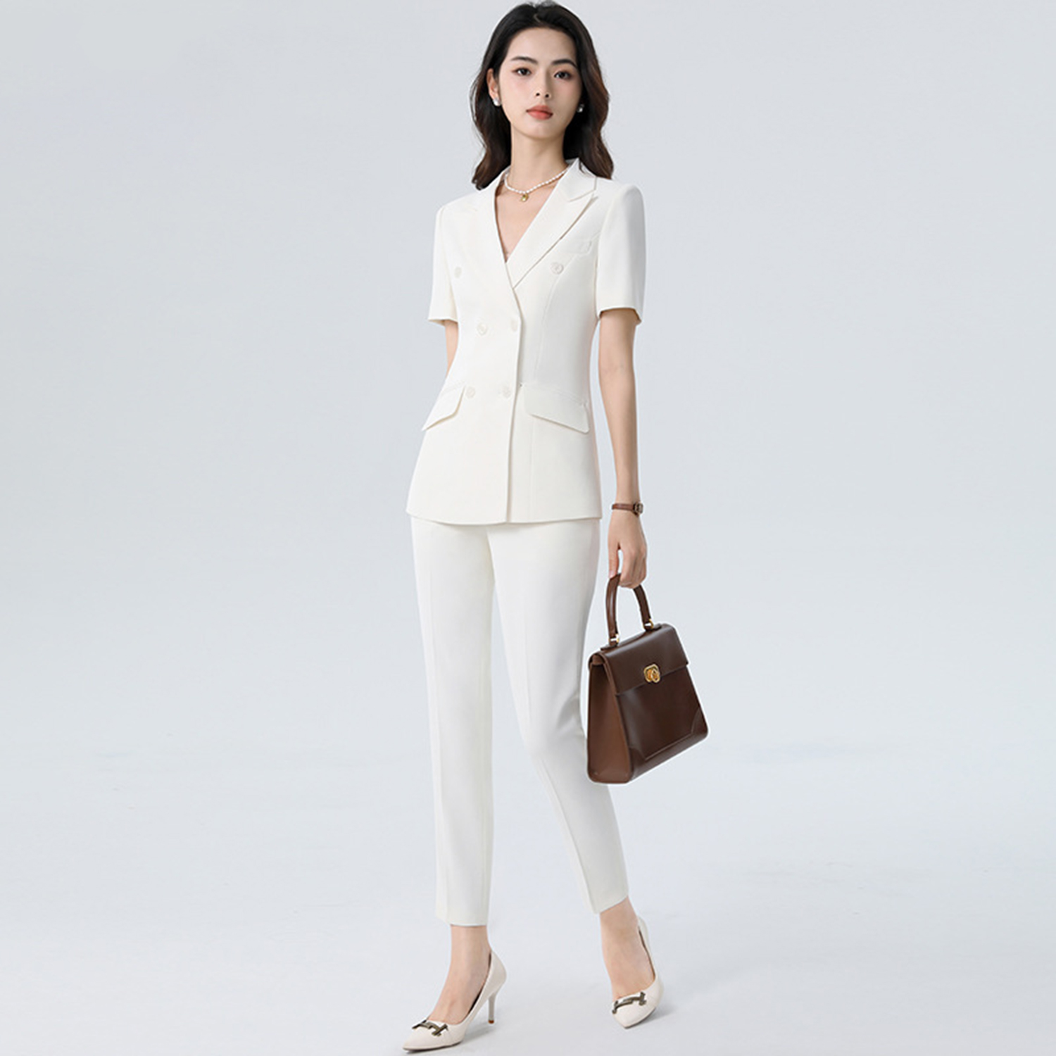올링젠틀 화이트 여성 슬림핏 투피스 수트 패션 반팔 블 - Women'S Fashion Blazer 리뷰 및 가격