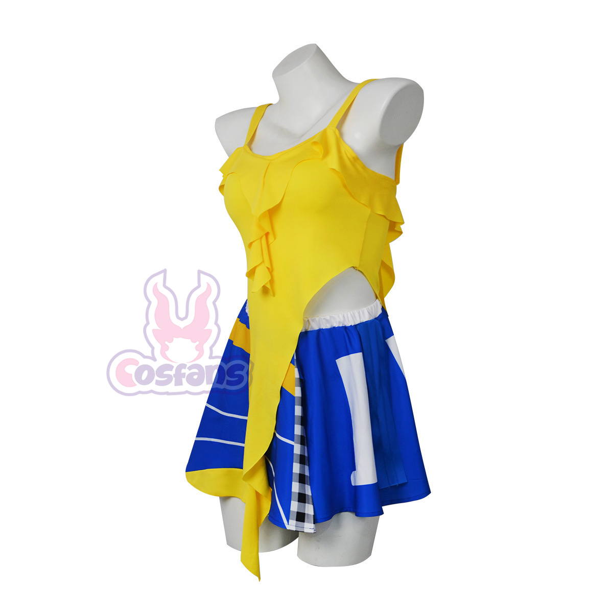섹시한 치어리더 의상, 노란색 크롭탑, 파란색 주름 스 - Pleated Skirt Women 리뷰 및 가격