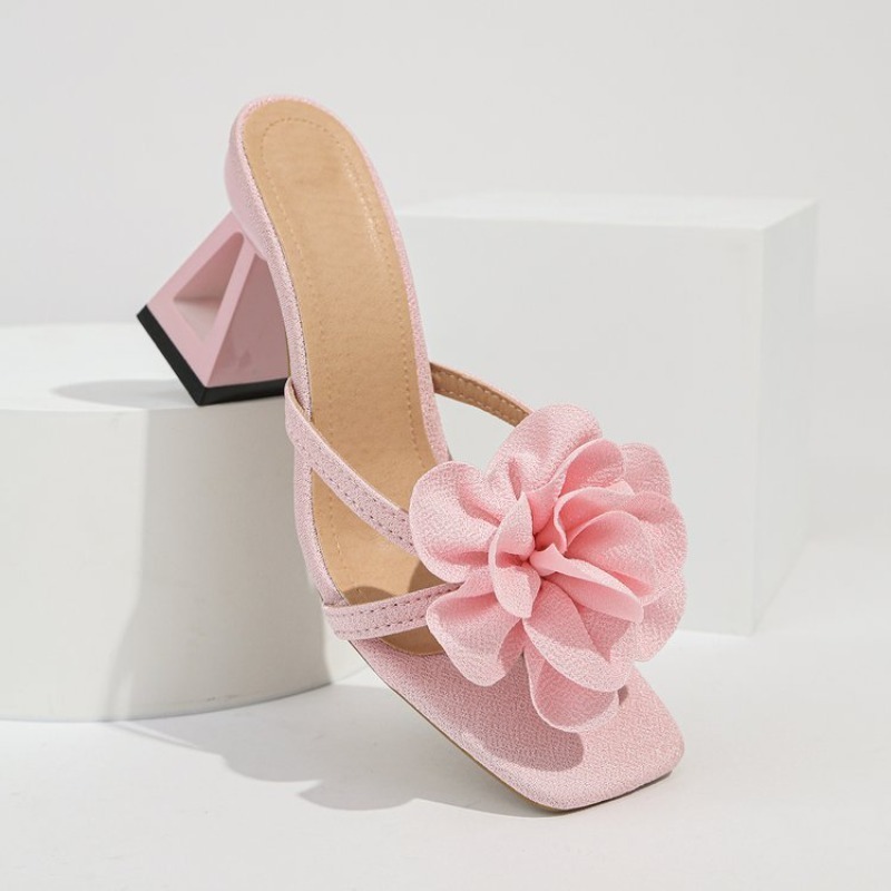 여성용 3D 꽃 장식 샌들 삼각형 컷아웃 하이힐 샌들  - Women'S Fashion Line 리뷰 및 가격